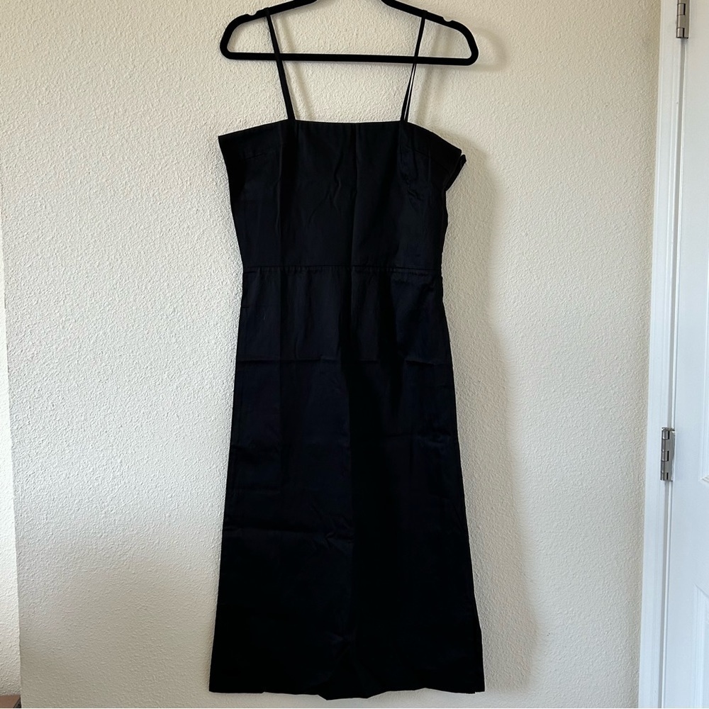 Signe Organic Cotton Straight Neckline Fitted 90’s Vibe Midi Dress Sz Large